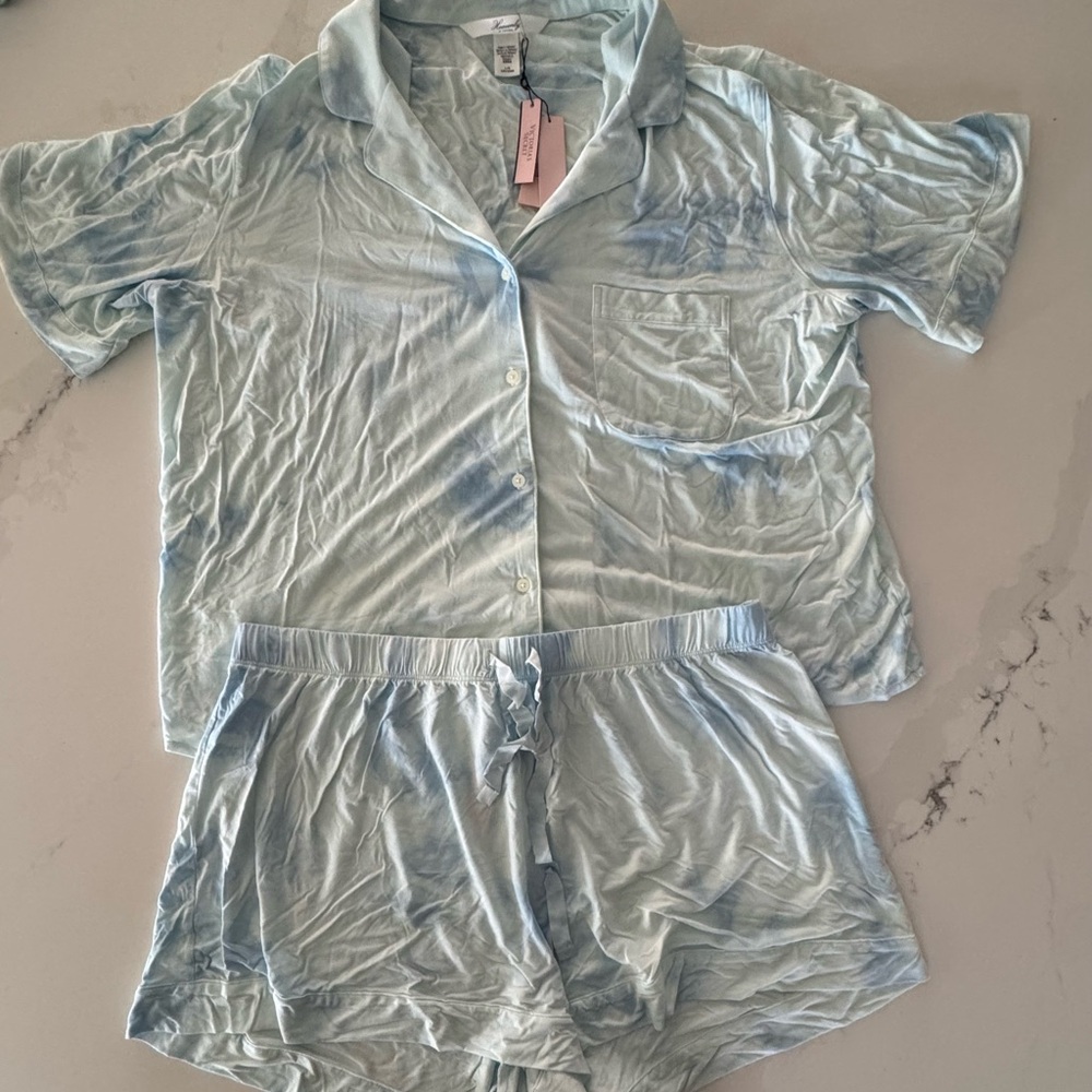 Blue Tie-Dye Button-Up Shirt